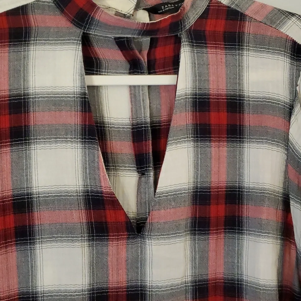 Zara Plaid Long Sleeve Women's Top. - Picture 2 of 4